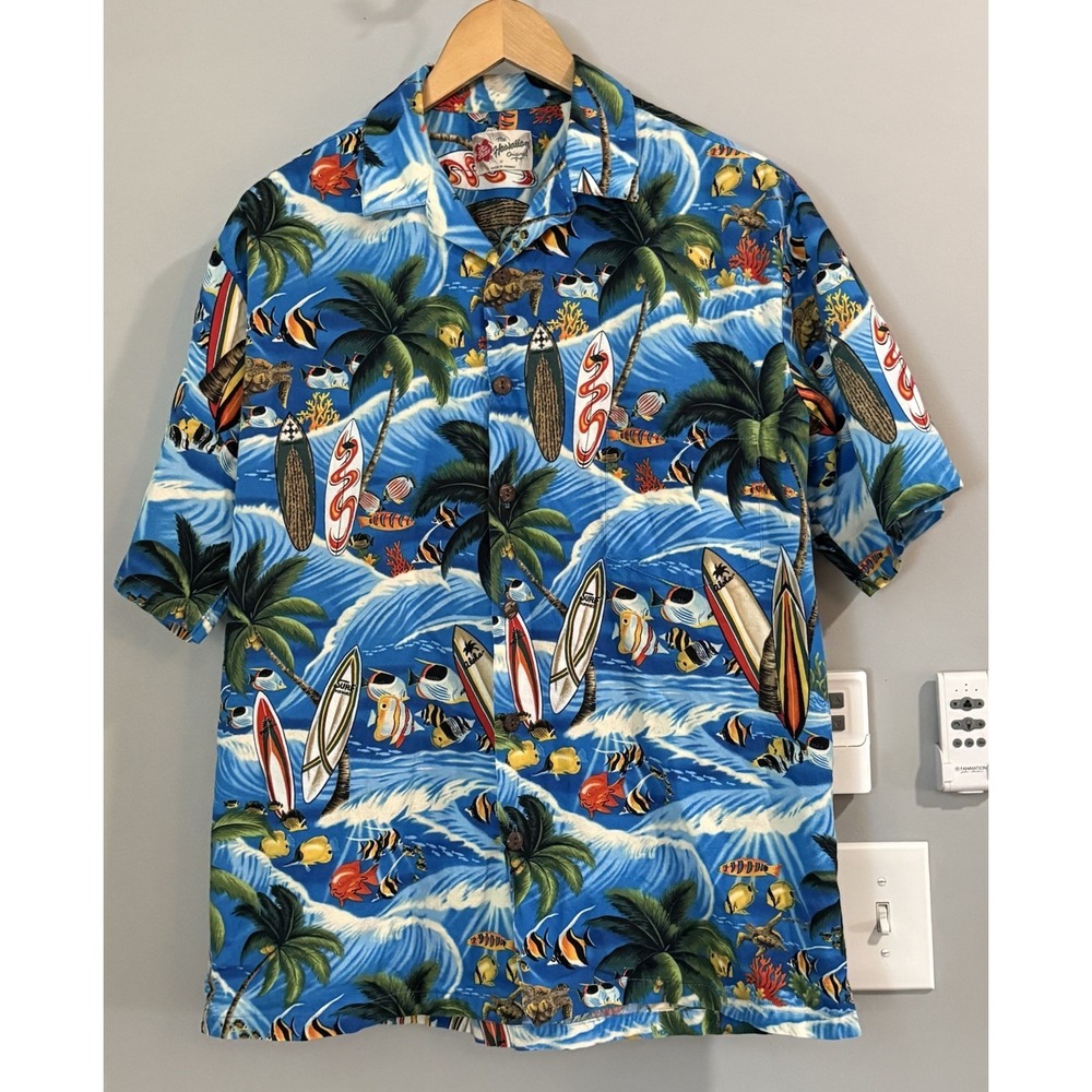Hilo Hattie Shirt Hawaiian‎ Made Button Up Surf Boards Tropical Men's Medium